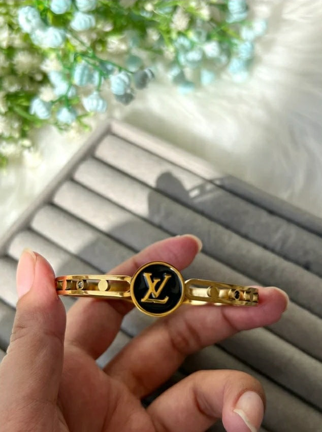 Gold-Toned ‘LV’ Logo Charm Bracelet