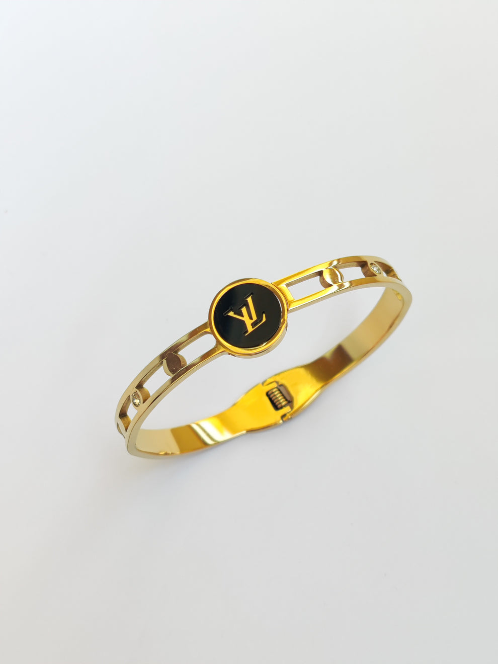 Gold-Toned ‘LV’ Logo Charm Bracelet