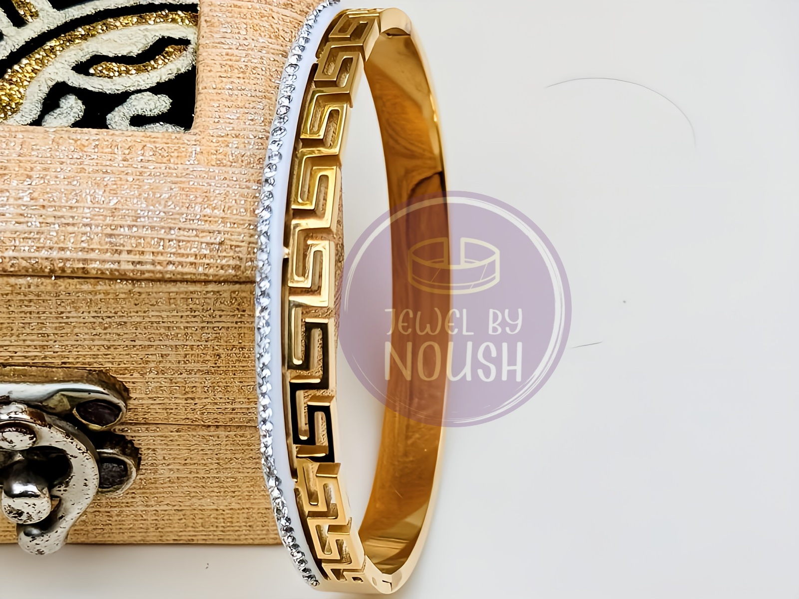 Two-Tone Greek Key Bangle