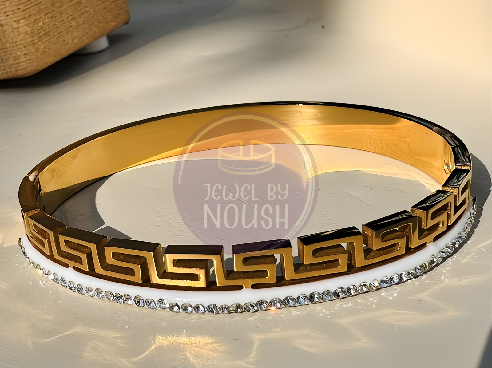 Two-Tone Greek Key Bangle