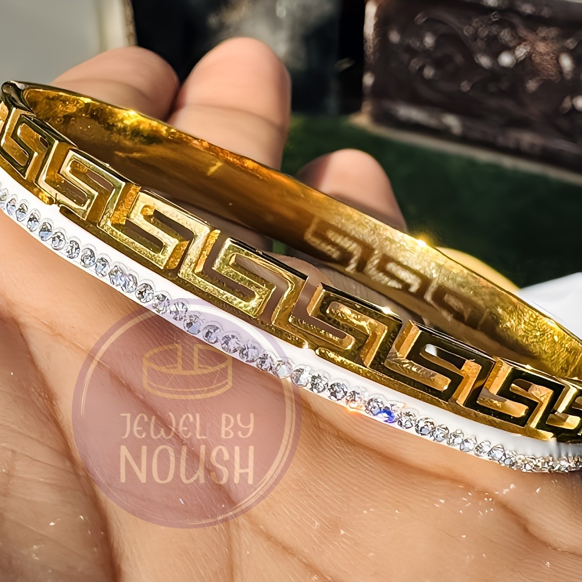Two-Tone Greek Key Bangle