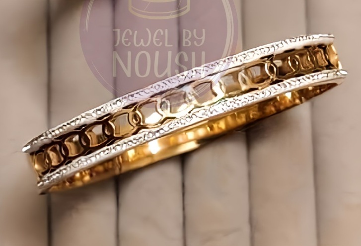 Dual-Toned Etched Bangle Bracelet