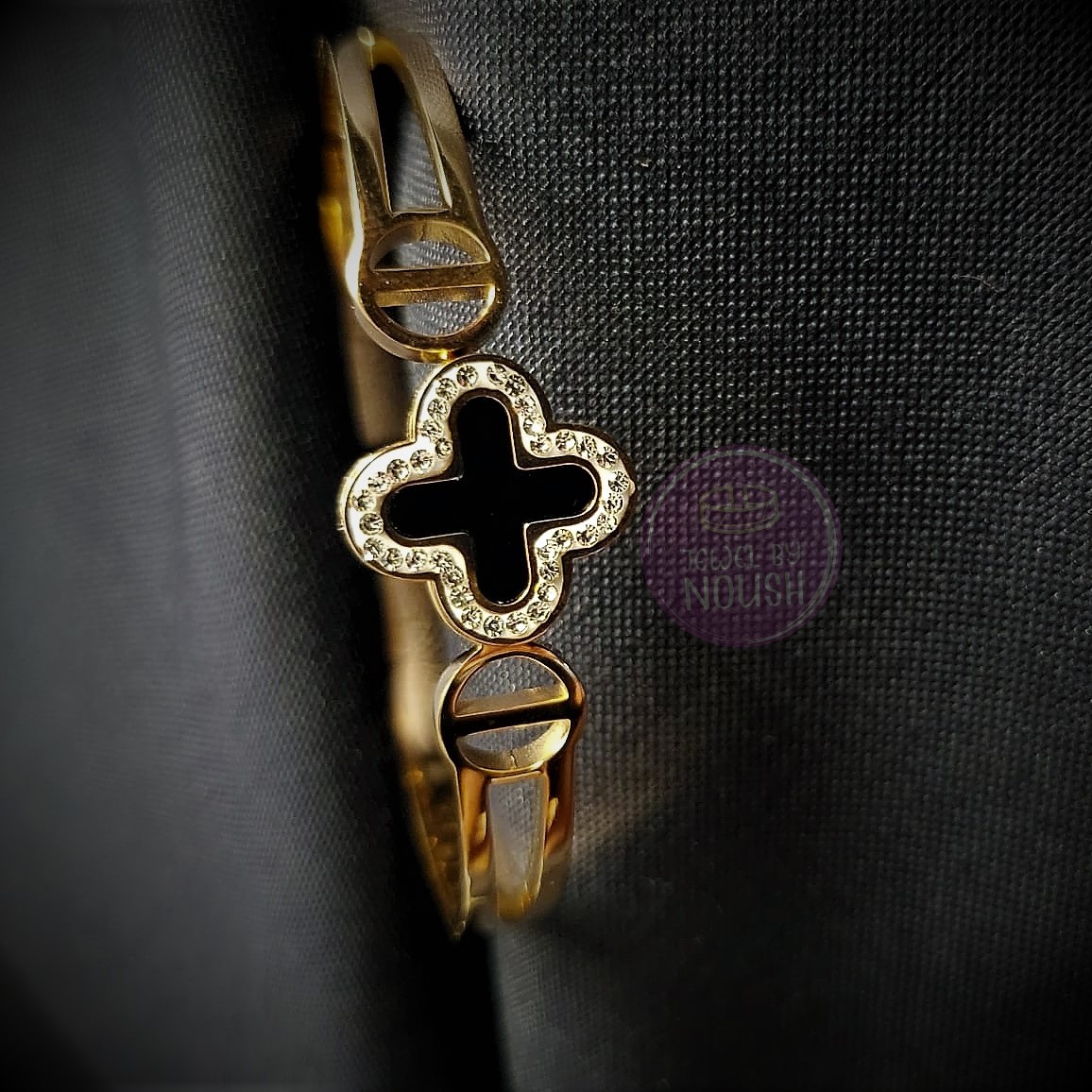 Gold Cross Clover Gemstone Bracelet