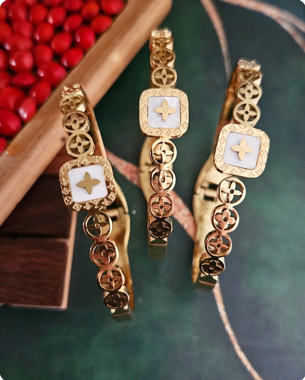 Ornate Gold-Toned Square Bracelet