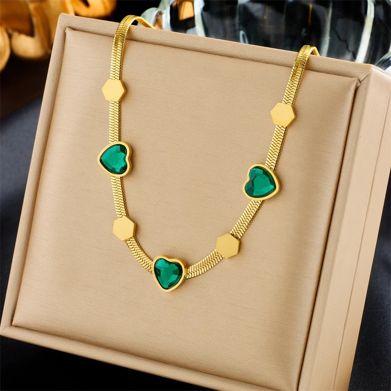 Gold-Tone Heart and Hexagon Necklace