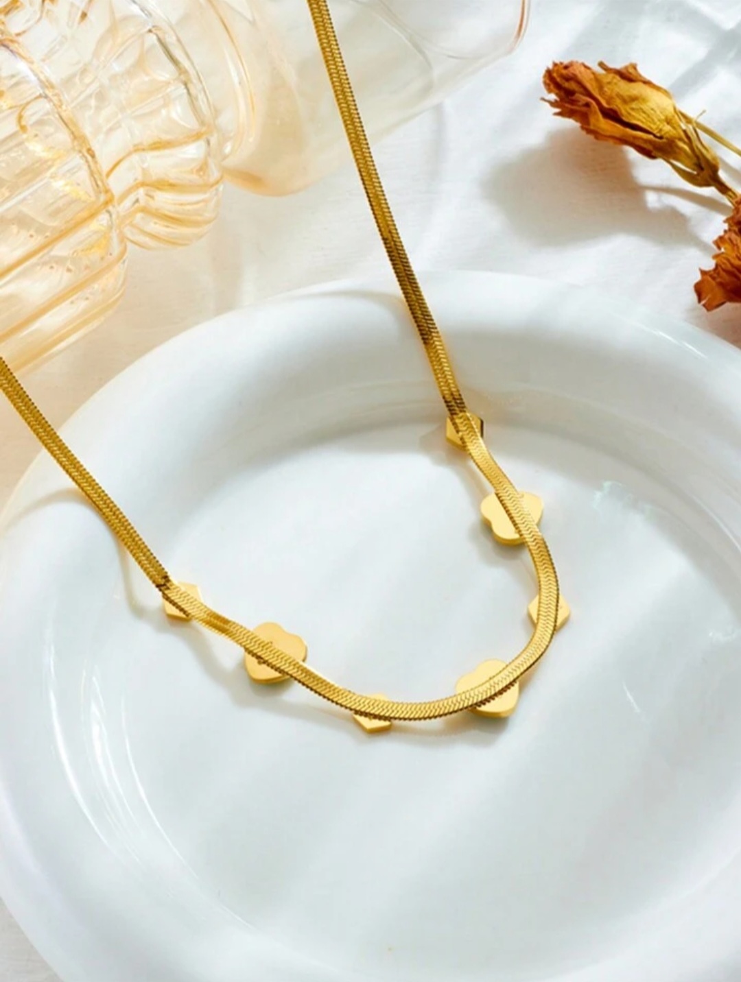 Gold-Tone Heart and Hexagon Necklace