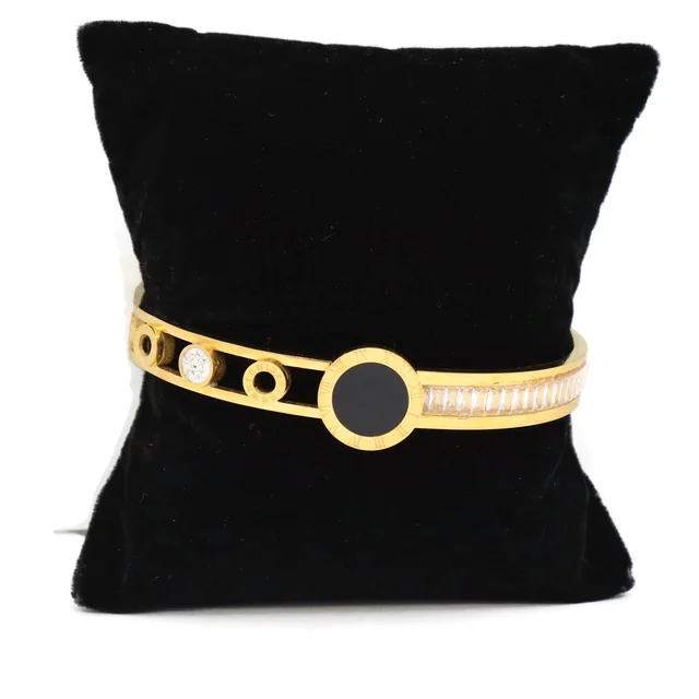 Gold-Tone Bracelet with Black and Crystal Accents