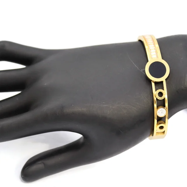 Gold-Tone Bracelet with Black and Crystal Accents