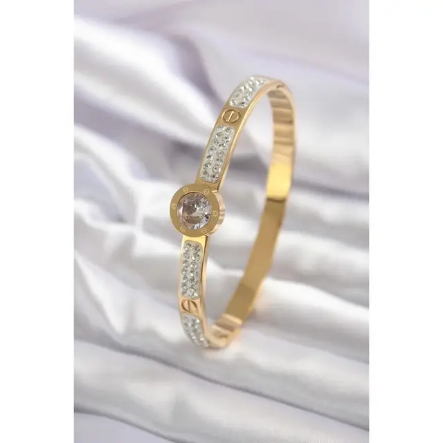 Gold-Tone Bracelet with Gemstone Accents