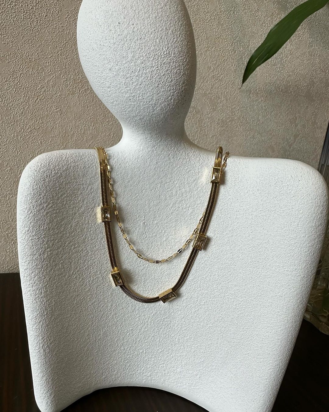 Dual-Chain Crystal Embellished Necklace