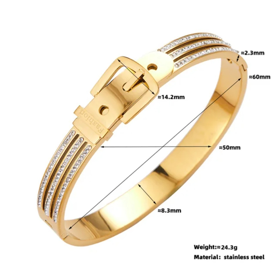 Belt Bracelet with Diamond-Like Stones