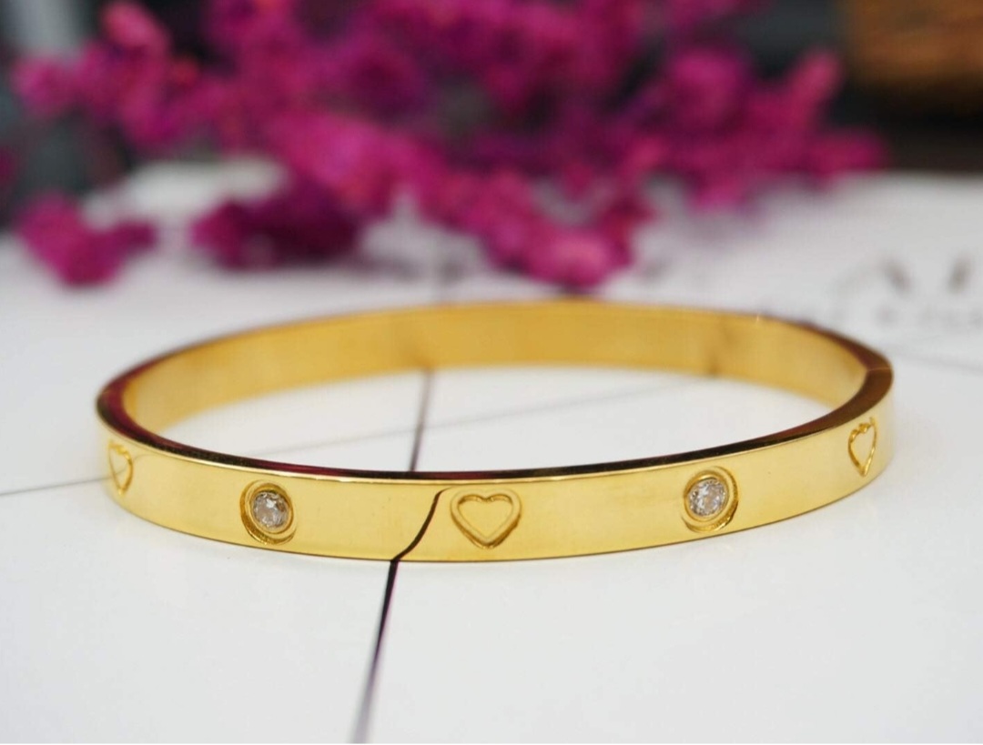 Cartier Inspired Gold Heart Bracelet