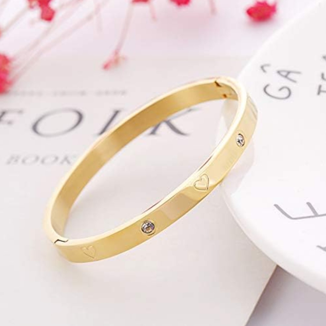 Cartier Inspired Gold Heart Bracelet