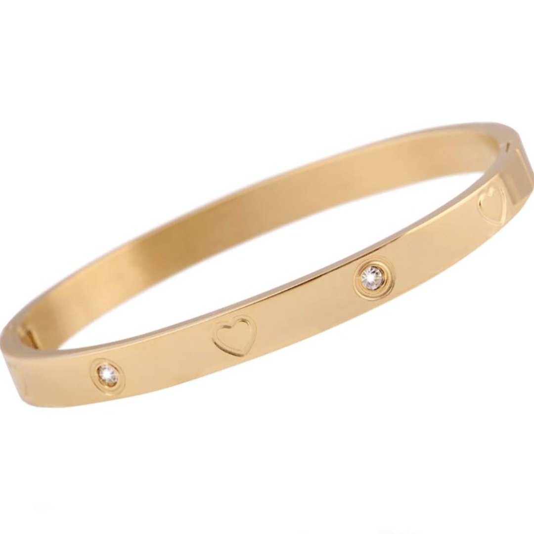 Cartier Inspired Gold Heart Bracelet