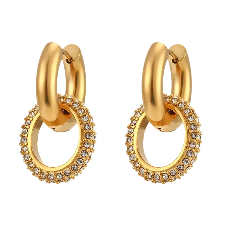 Gold Hoop Earrings with Inner Gemstone Hoops