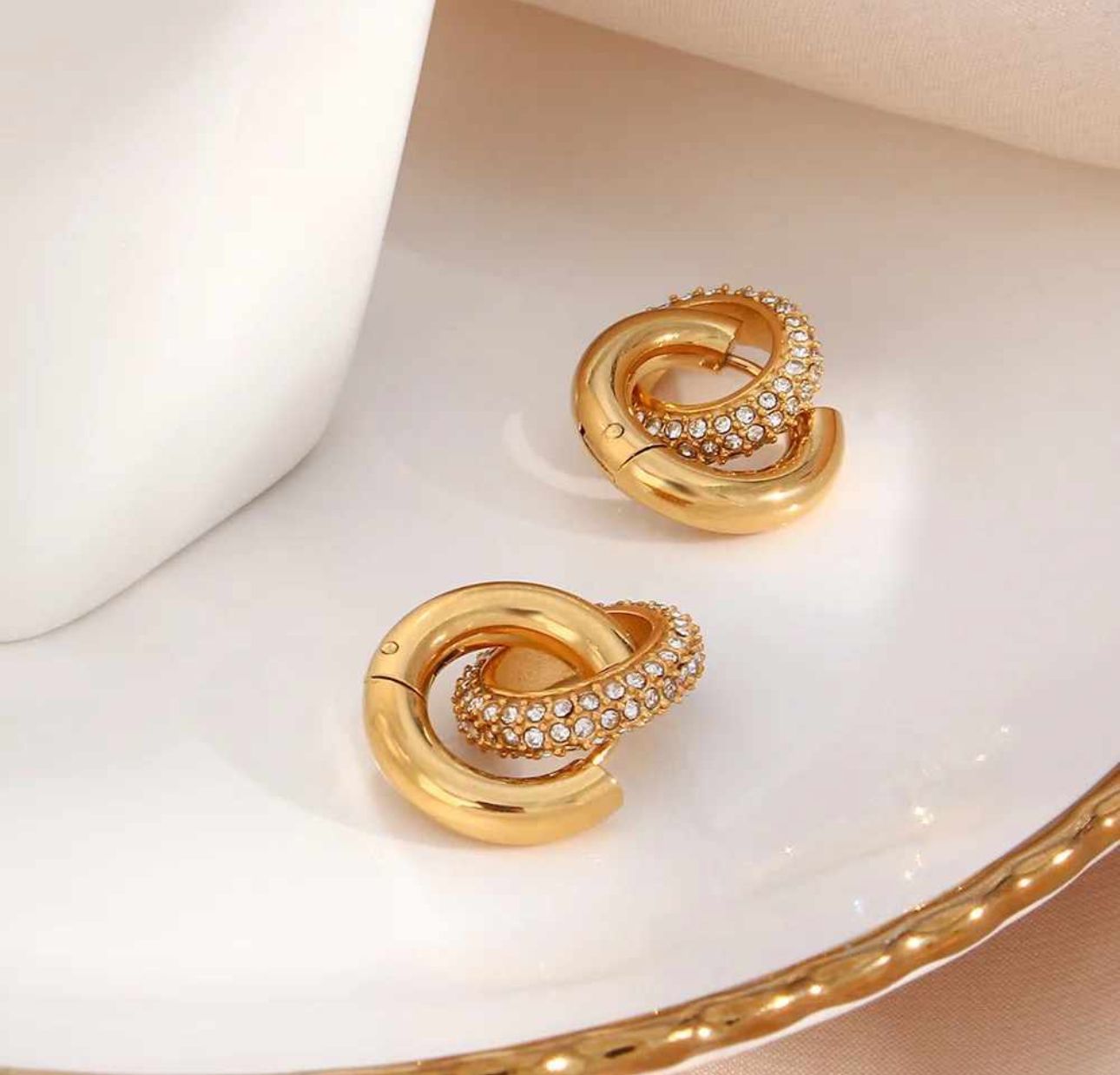 Gold Hoop Earrings with Inner Gemstone Hoops