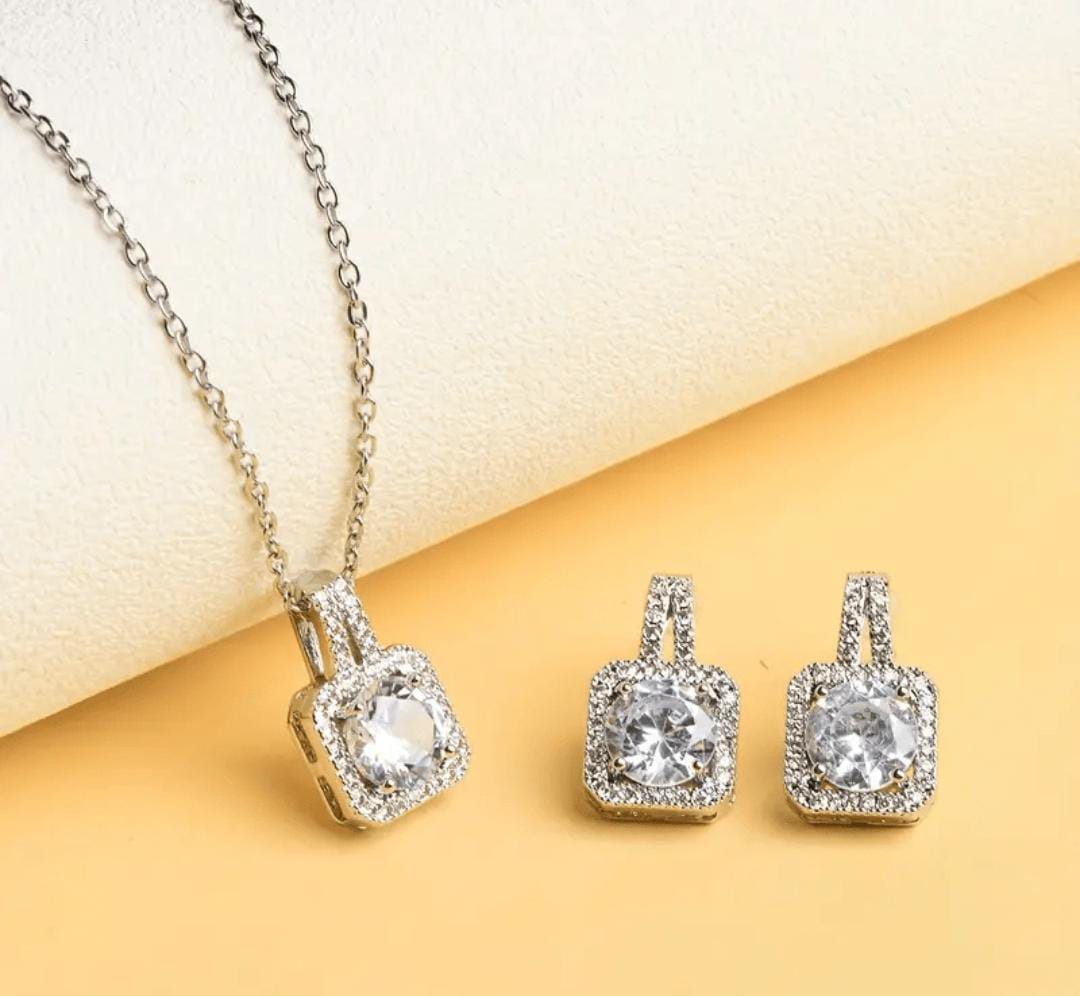 Radiant Crystal Square Jewelry Set