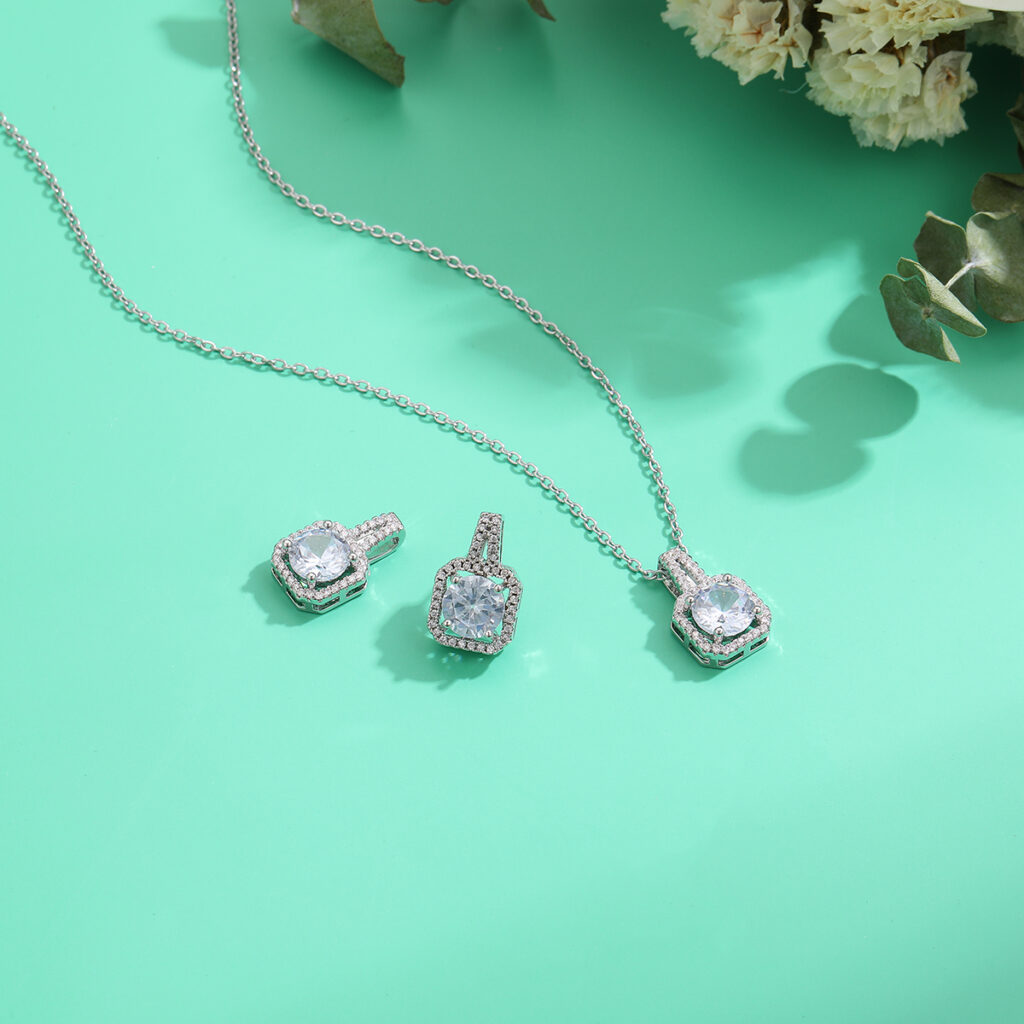 Radiant Crystal Square Jewelry Set