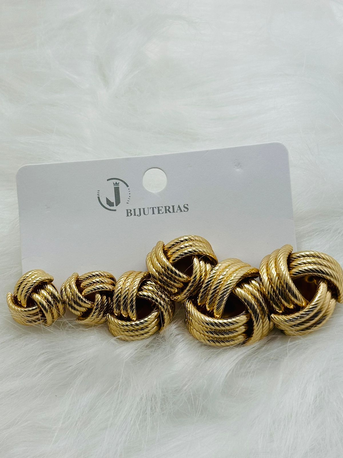 Twisted Rope Gold Stud Earrings Set