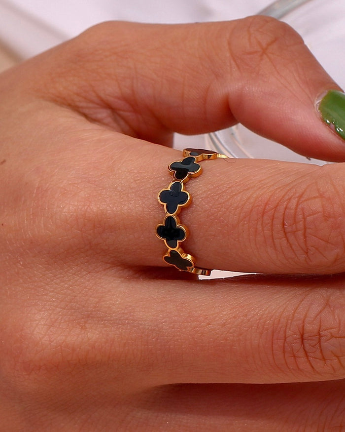  Lucky Clover Ring and Bracelet Combo Set