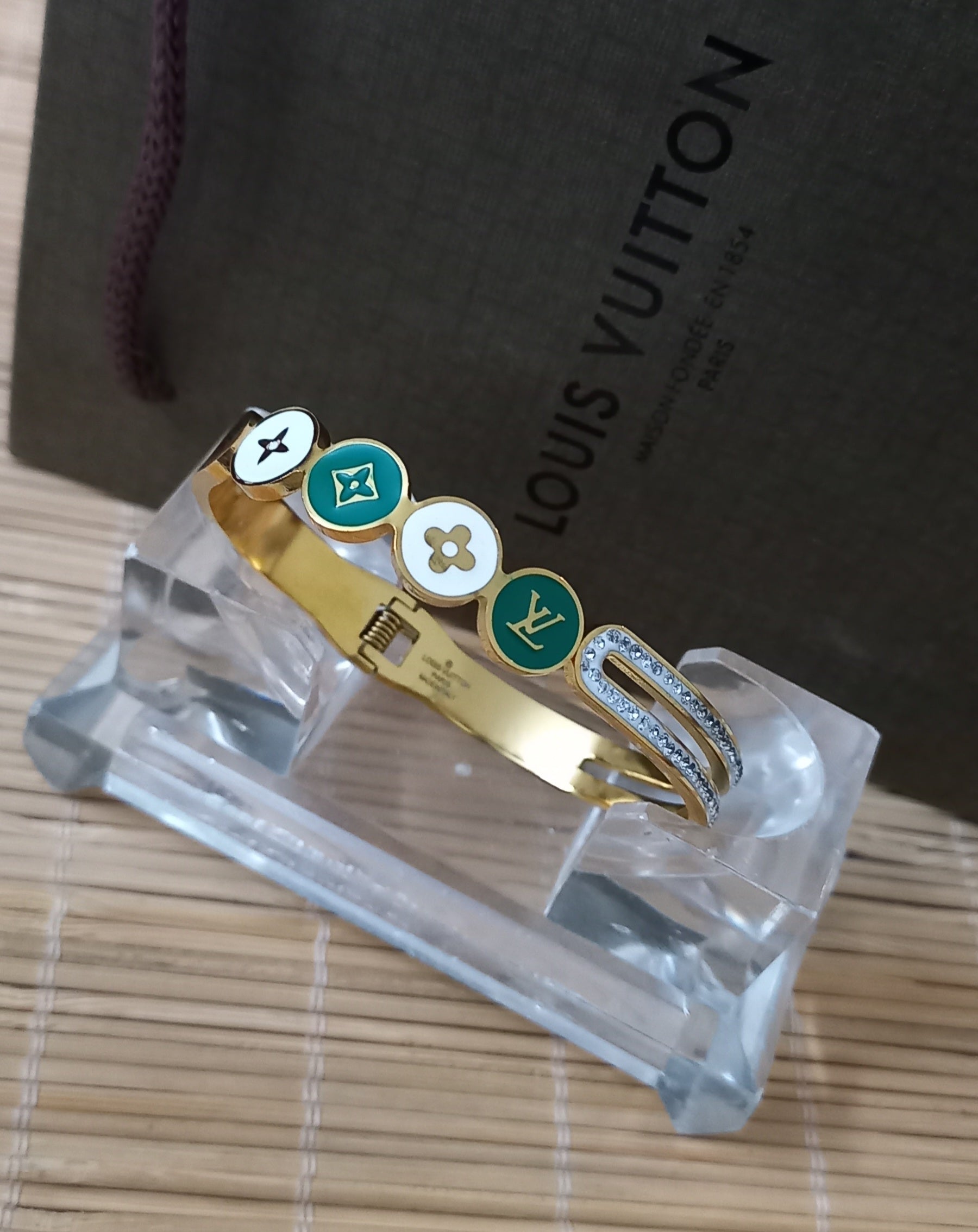 Luxe Green Charm Bracelet Inspired by LV