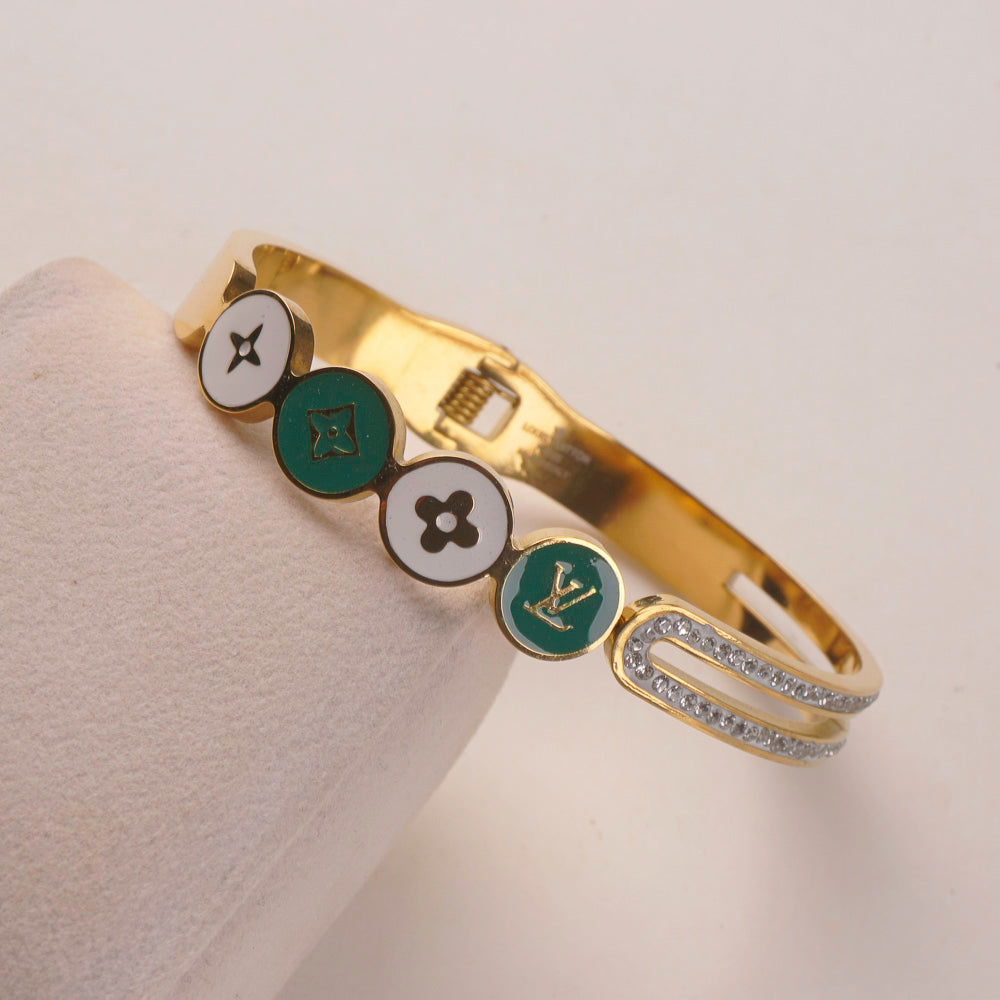 Luxe Green Charm Bracelet Inspired by LV