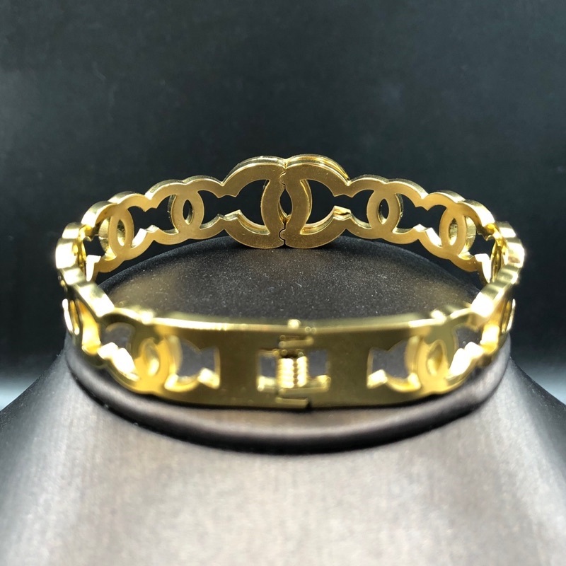 Chanel-Inspired Rhinestone Gold Bracelet