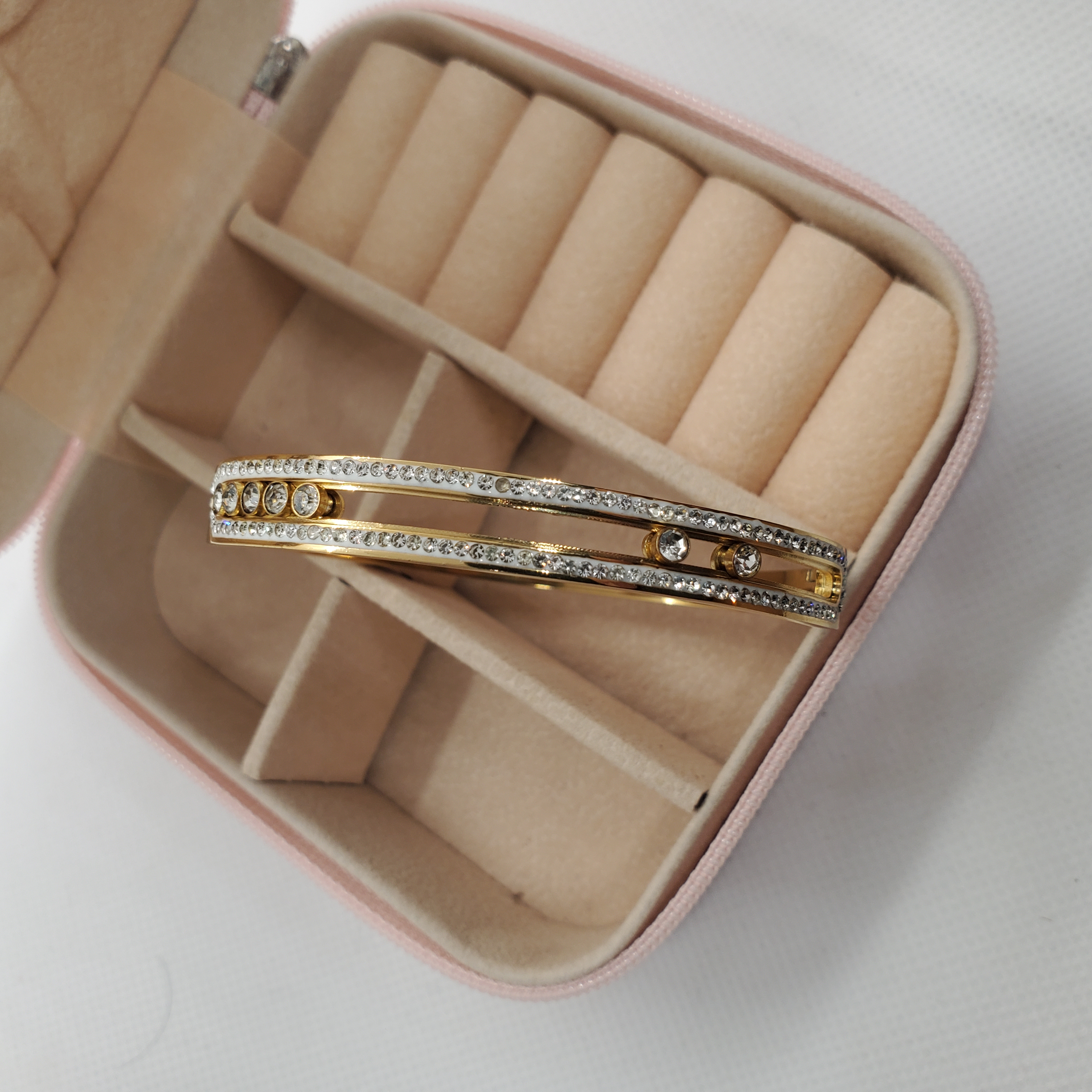 Gemstone-Embellished Gold Bangle