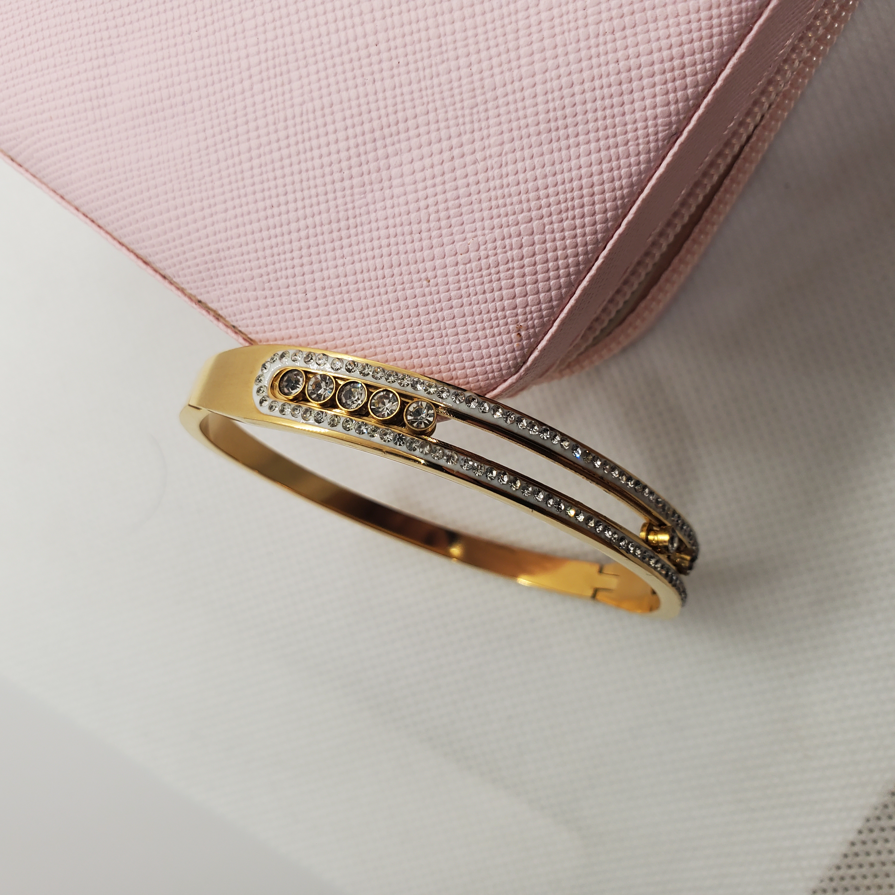 Gemstone-Embellished Gold Bangle