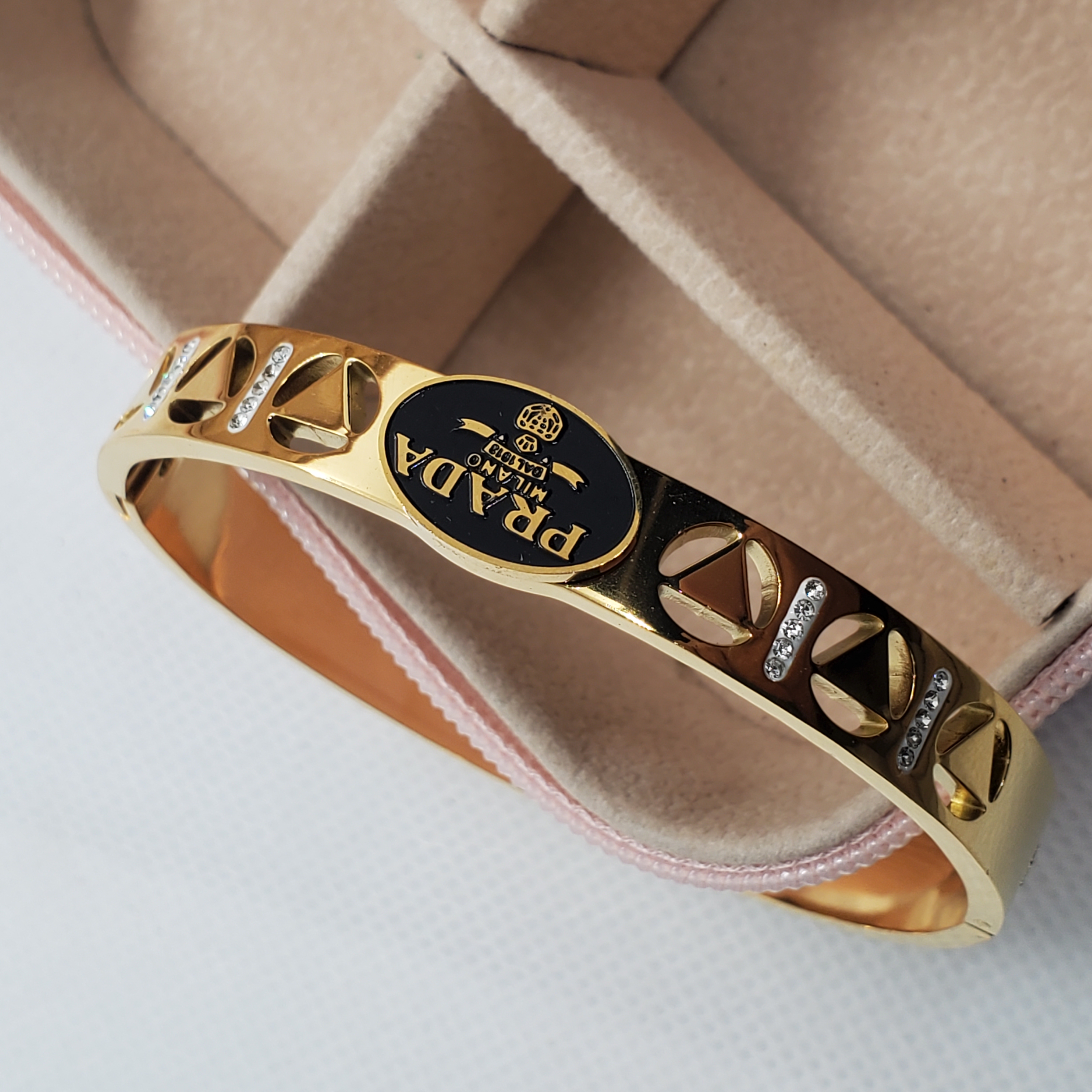 Prada-Inspired Gold Bangle