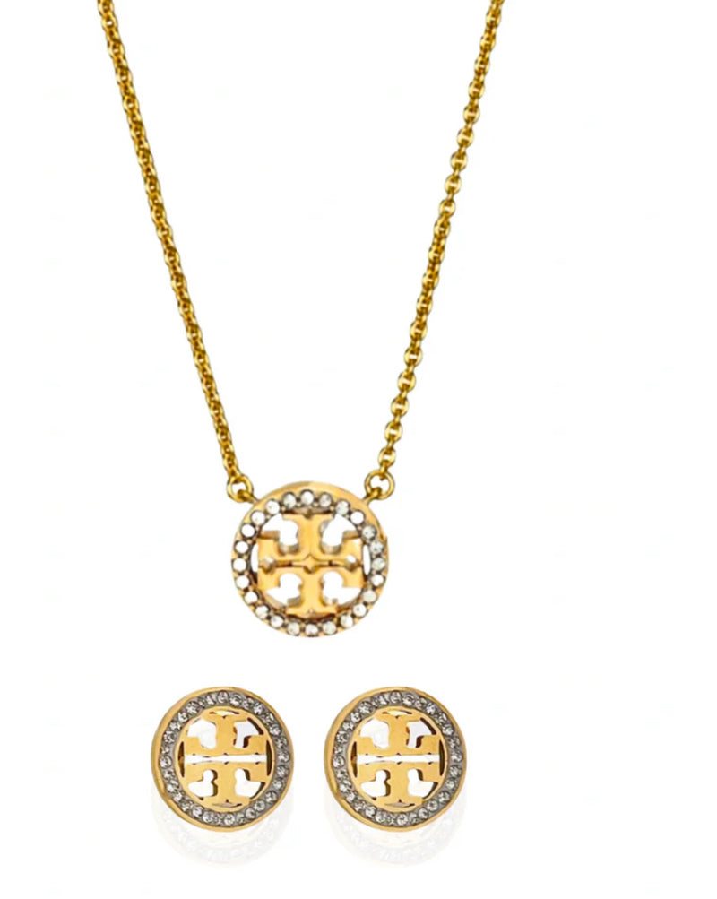 Torry-Inspired Stainless Steel Sunflower Pendant Necklace and Earrings Set