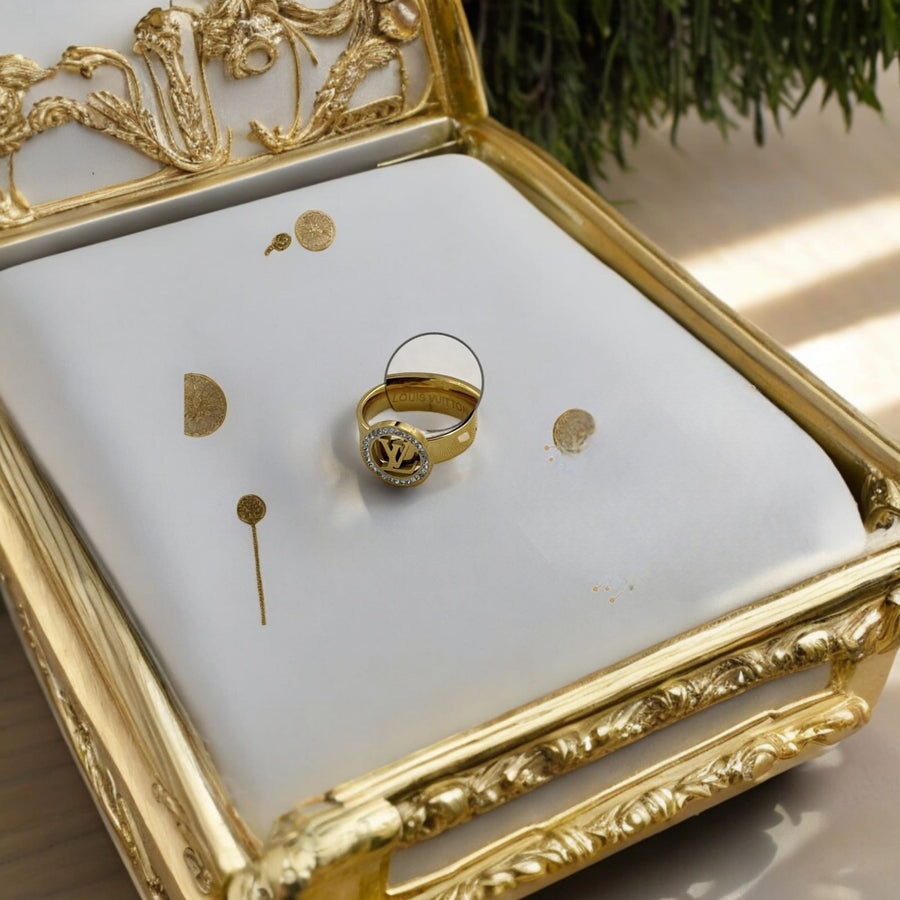 Luxury Monogram Crystal Ring