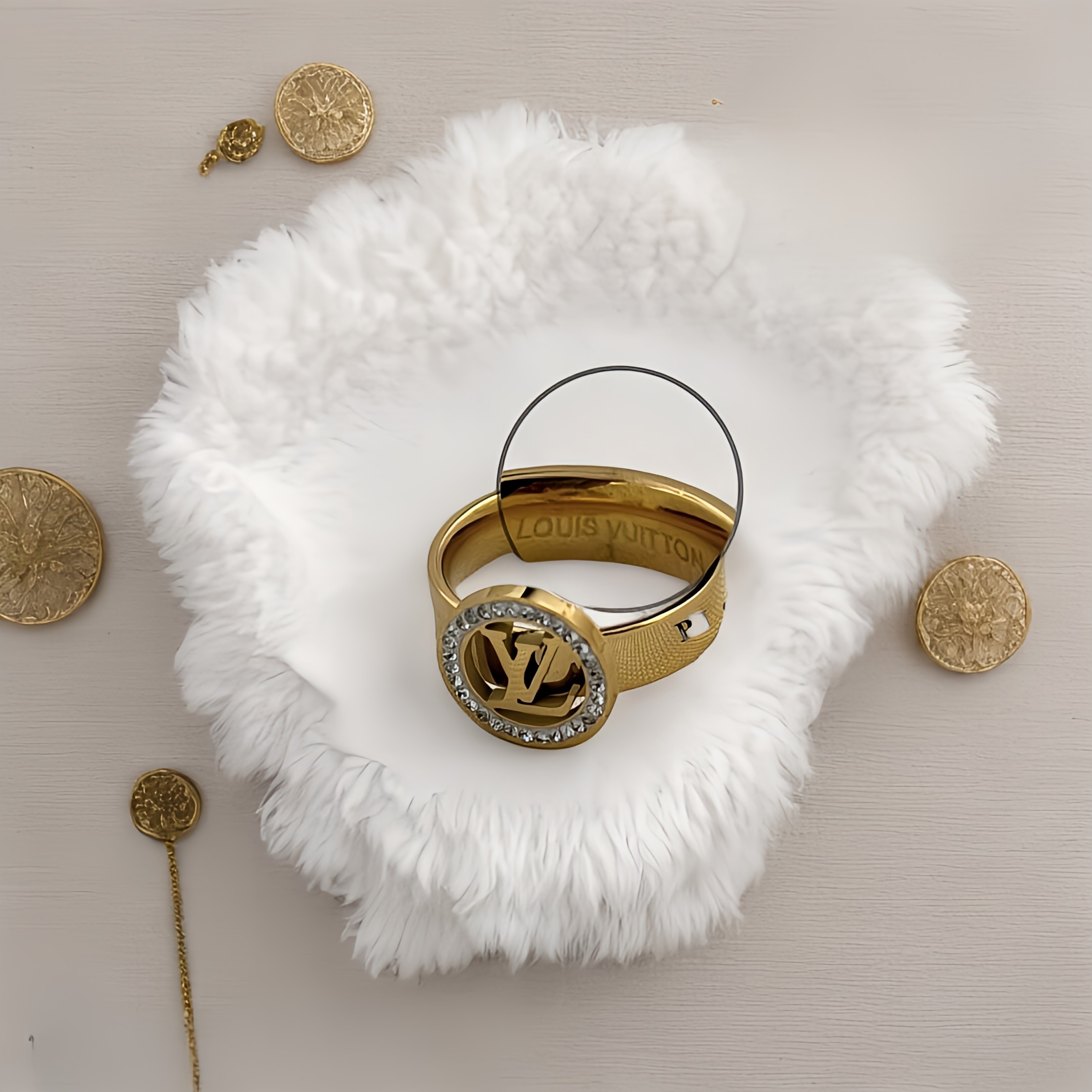 Luxury Monogram Crystal Ring