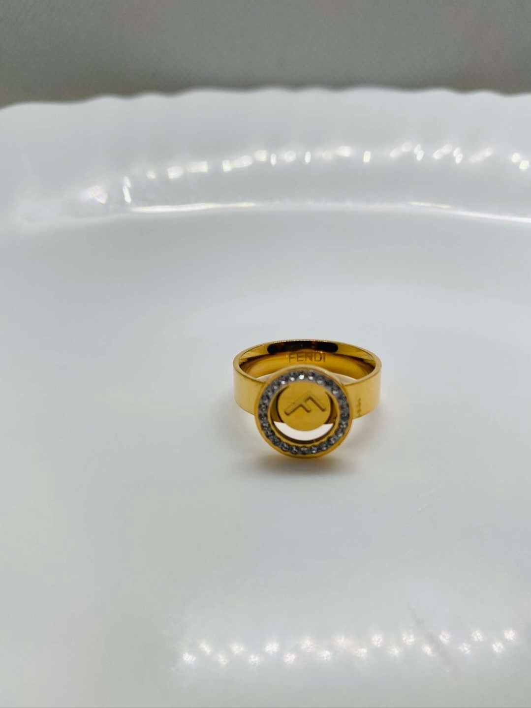 Fendi-Inspired Logo Halo Ring