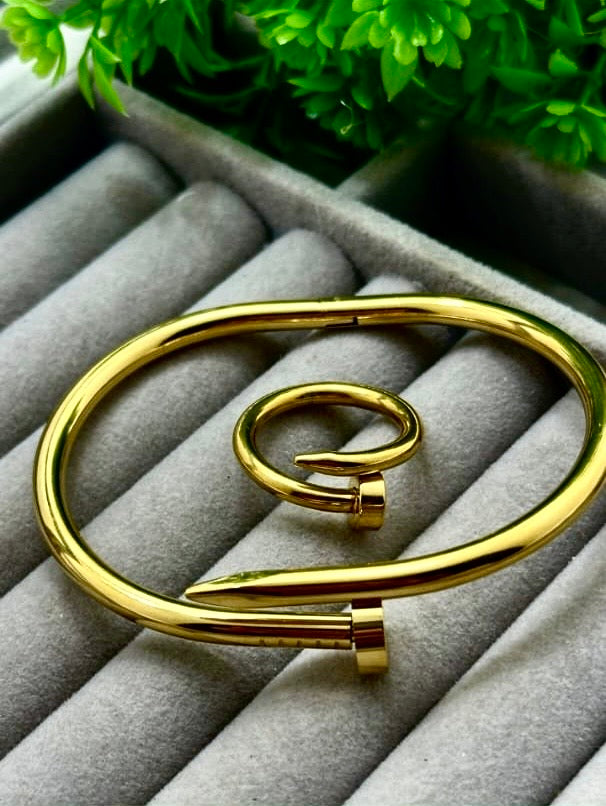 Nail Cartier Inspired Ring & Bracelet Combo Set