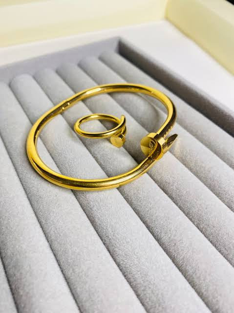 Nail Cartier Inspired Ring & Bracelet Combo Set