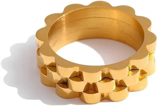 Geometric Block Band Ring Inspired by Rolex