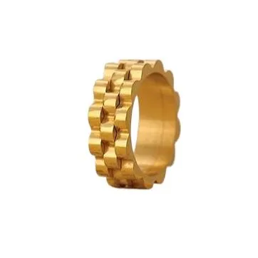 Geometric Block Band Ring Inspired by Rolex
