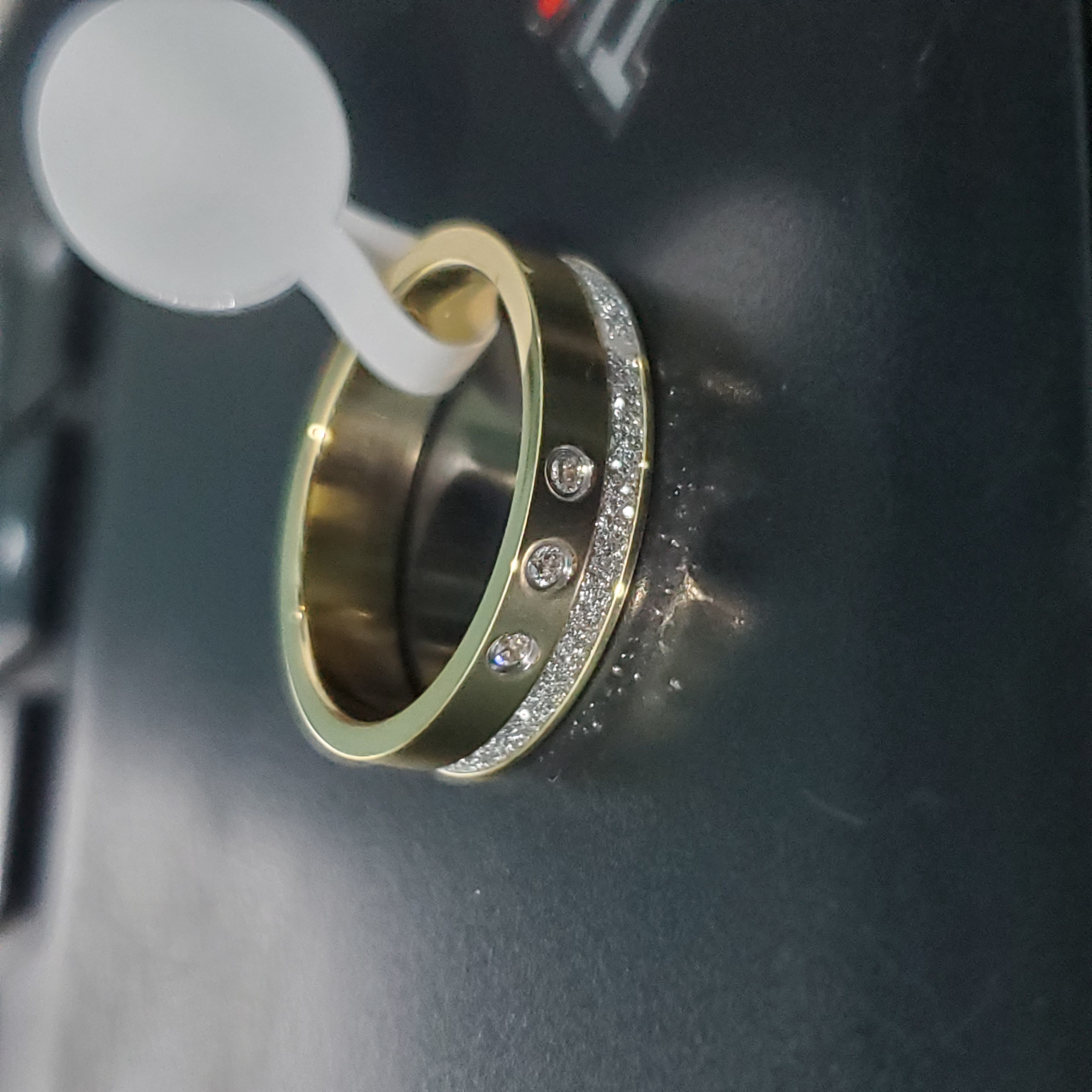 Gold-Plated Band with Simulated Diamonds