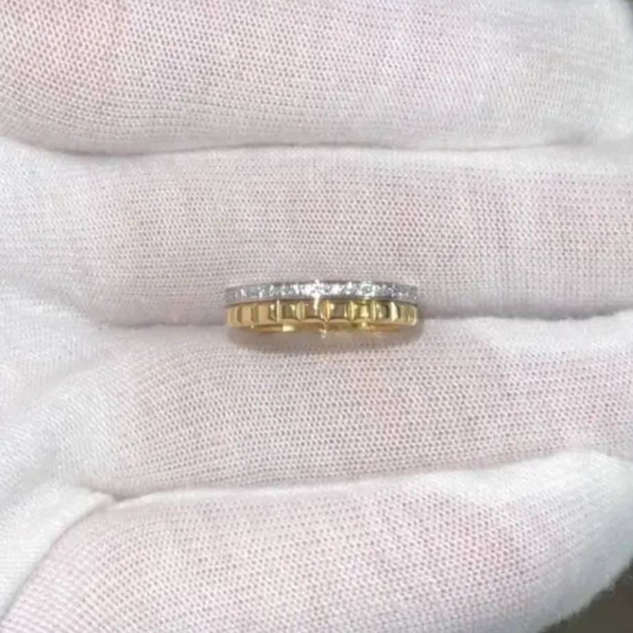 Two-Tone Band Ring with Crystal Embellishments