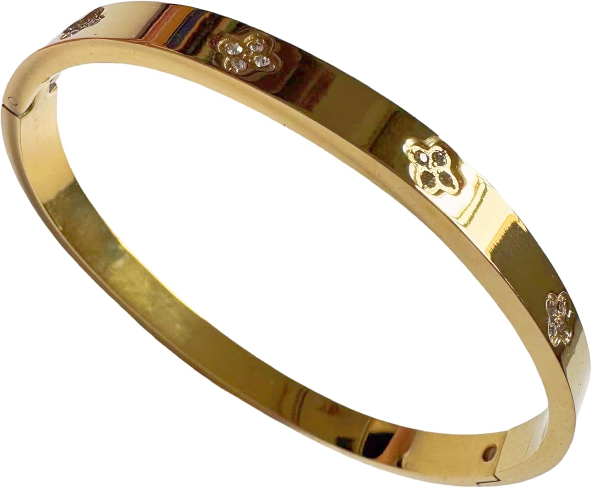 Elegant Gold-Toned Flower Motif Bangle