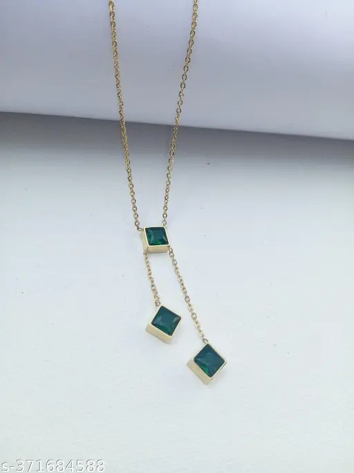 Elegant Green Square Pendant Necklace