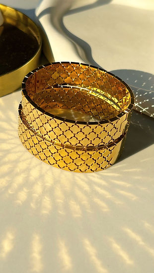 Golden Honeycomb Cuff Bangle