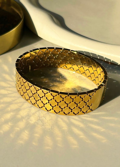 Golden Honeycomb Cuff Bangle