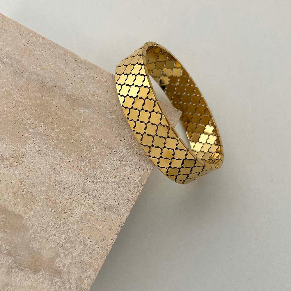 Golden Honeycomb Cuff Bangle