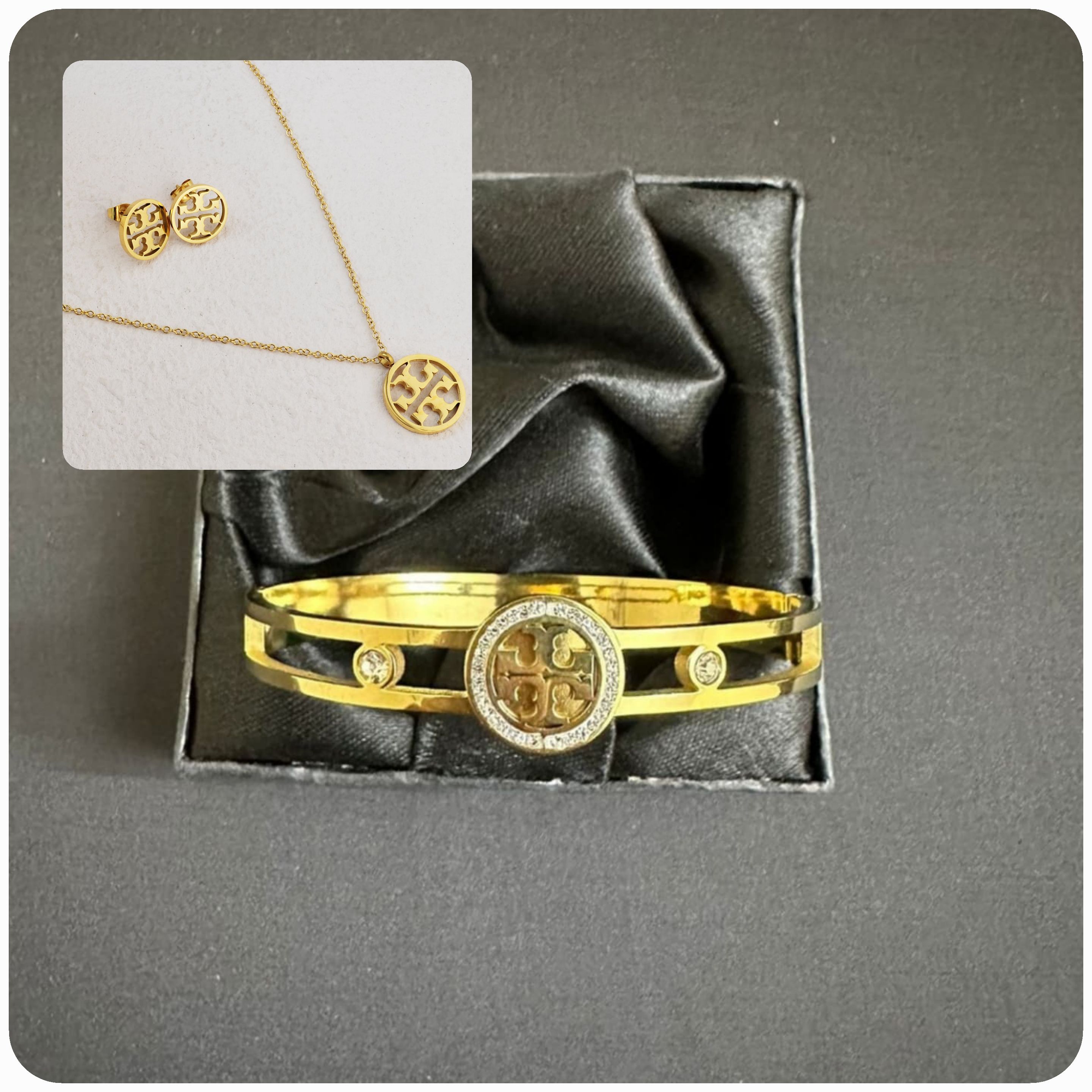 Elegant Emblem Gold-Tone Jewelry Set