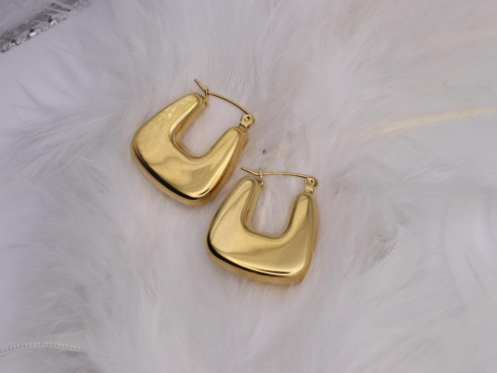 Modern Gold-Tone U-Shaped Hoop Earrings