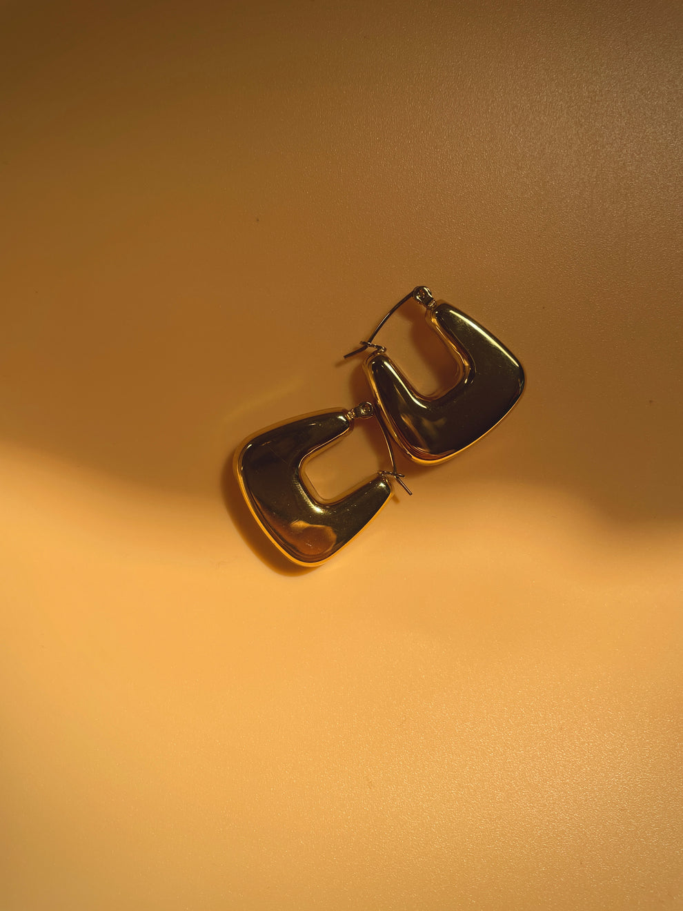 Modern Gold-Tone U-Shaped Hoop Earrings