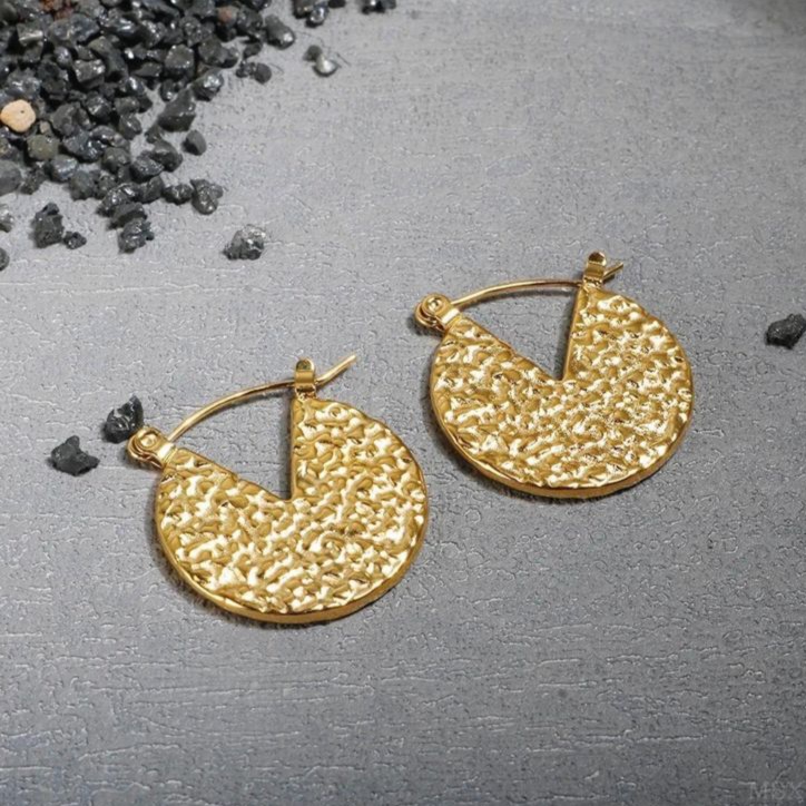 Hammered Gold-Tone Hoop Earrings