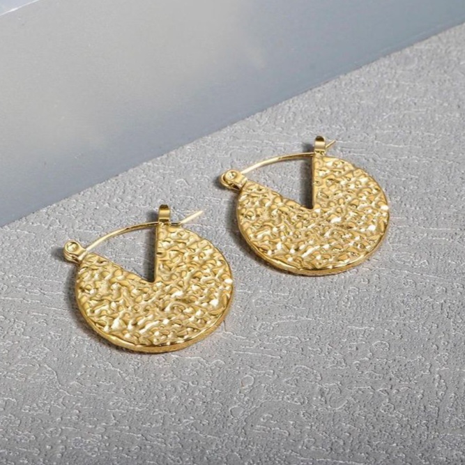 Hammered Gold-Tone Hoop Earrings